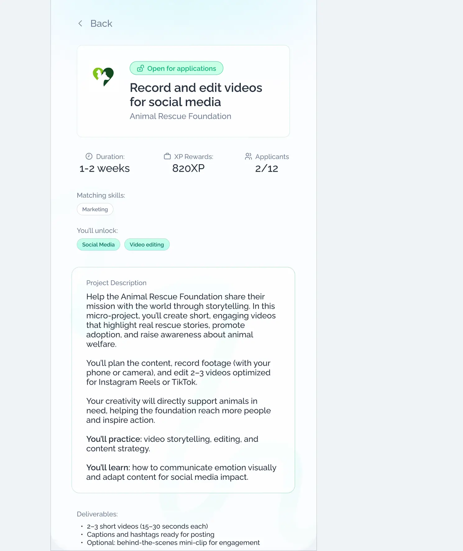 Company publishes a project